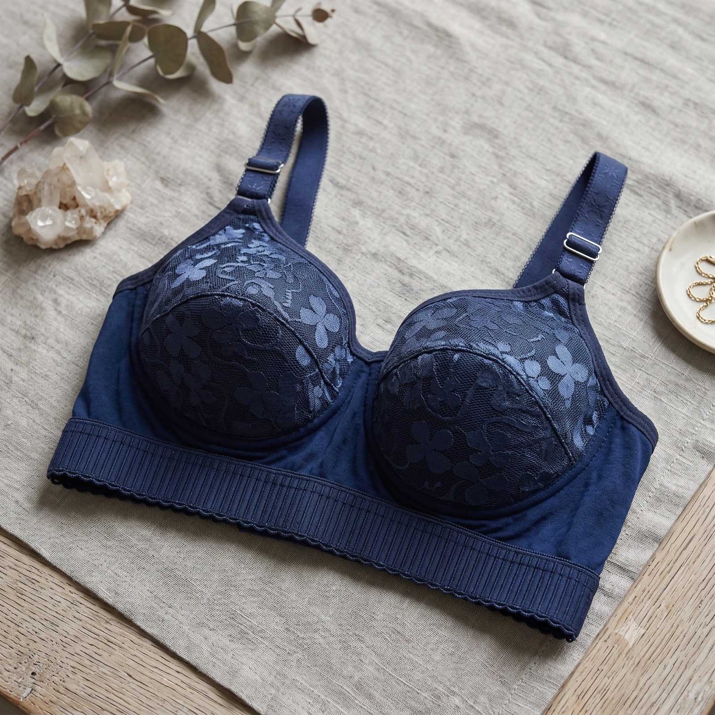 Premium Floral Lace Push-Up Bralette &Nbsp;Double Padded Comfy Bra