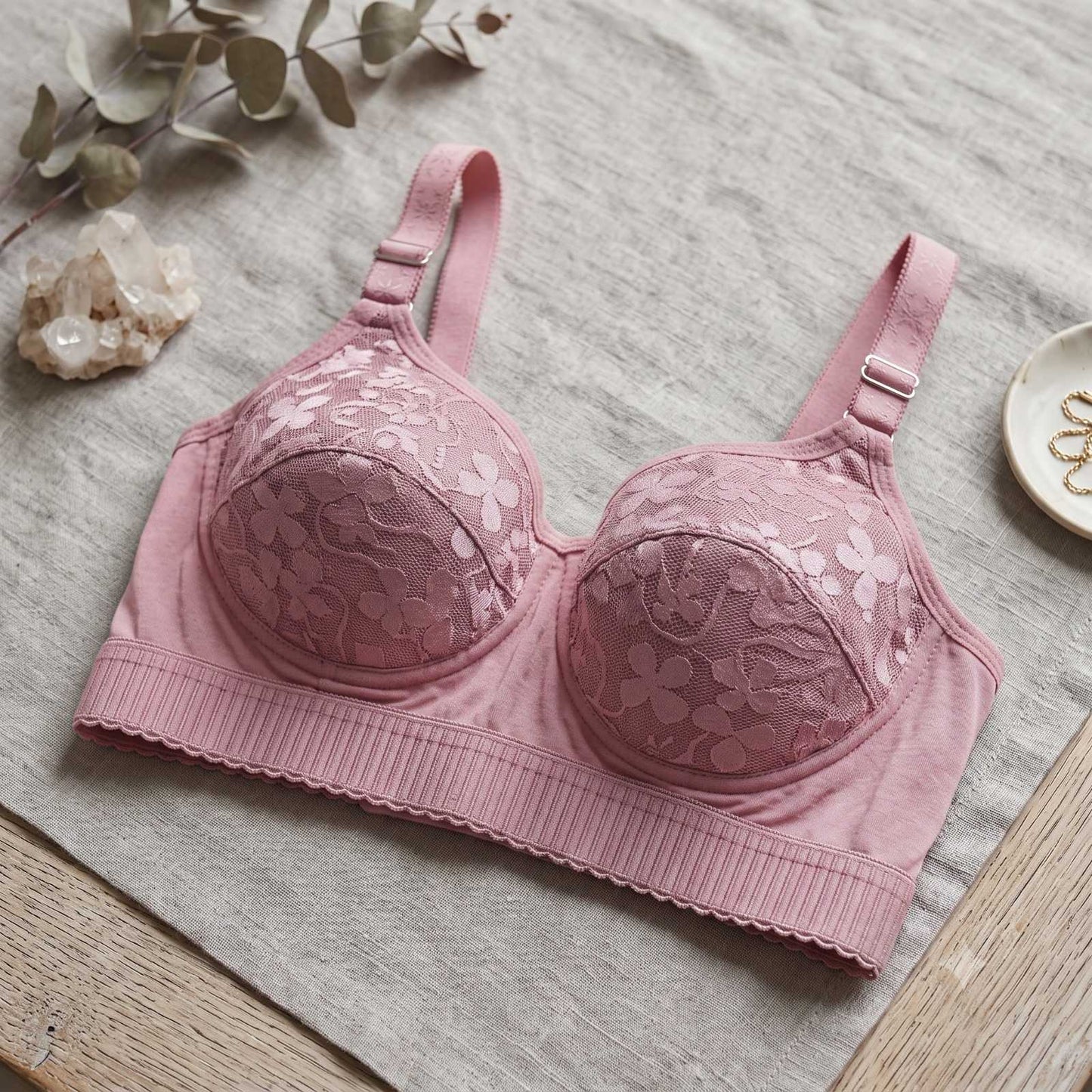 Premium Floral Lace Push-Up Bralette &Nbsp;Double Padded Comfy Bra