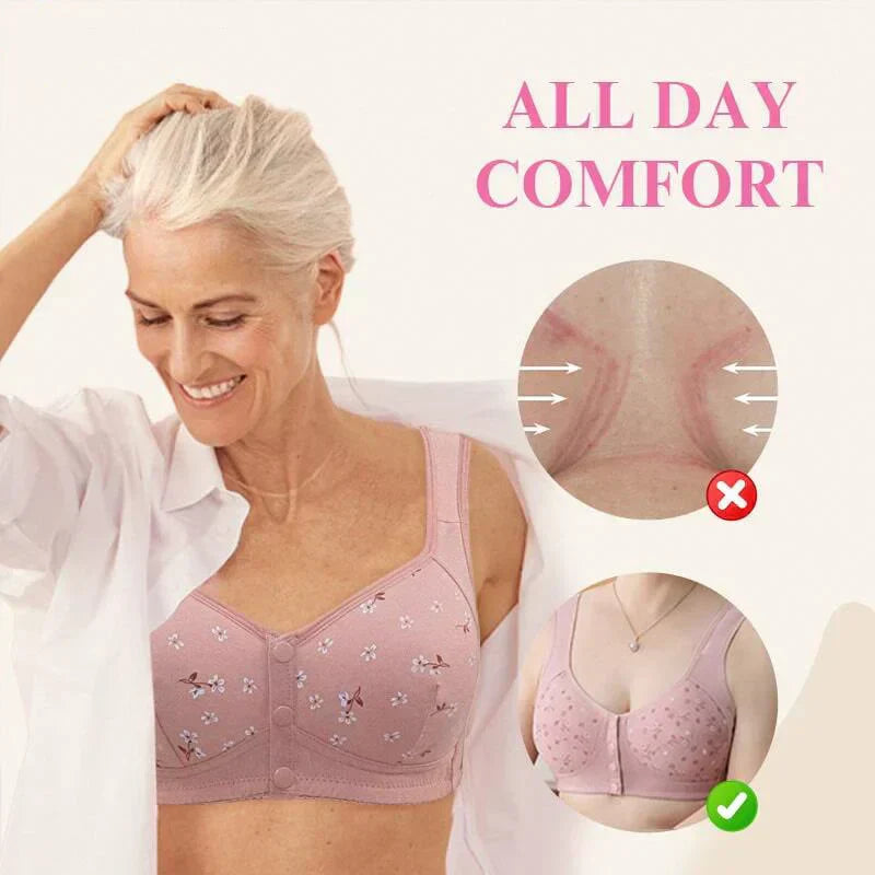 2025 New Anti Sagging Front Open Cotton Bra