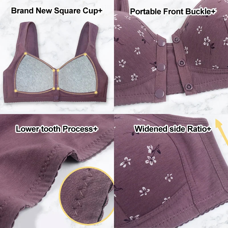 2025 New Anti Sagging Front Open Cotton Bra