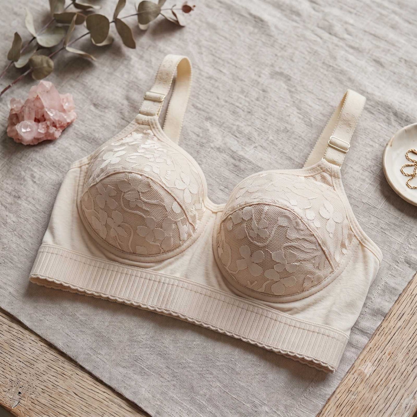 Premium Floral Lace Push-Up Bralette &Nbsp;Double Padded Comfy Bra